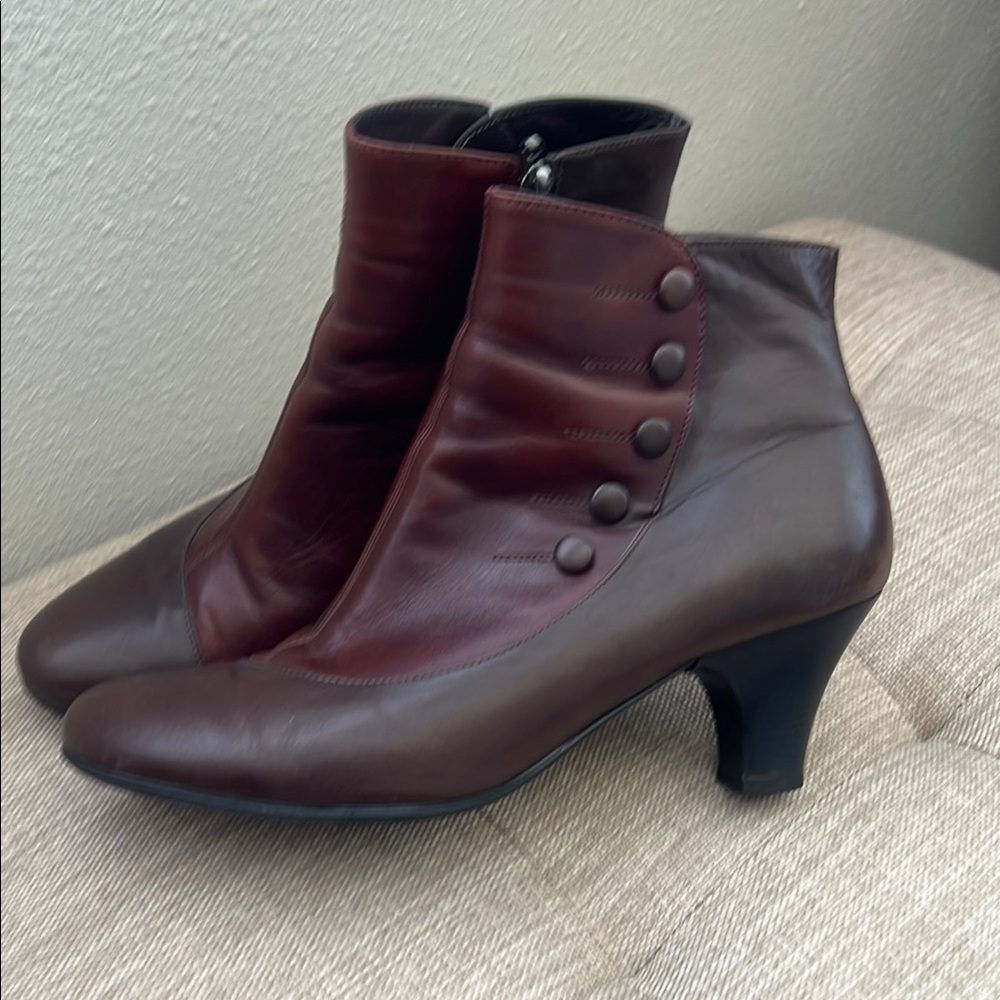 Elegant Burgundy and Brown Ankle Boots